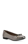 Cliffs By White Mountain Bocah Cap Toe Ballet Flat In Pewter Metallic Smooth