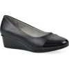 Cliffs By White Mountain Bolivia Cap Toe Wedge Pump In Black Smooth