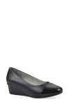 Cliffs By White Mountain Bolivia Cap Toe Wedge Pump In Black Smooth