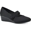 Cliffs By White Mountain Women's Brightly Mary-jane Style Wedge In Black/nylon