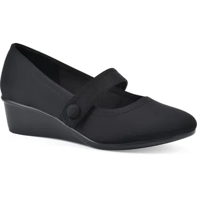 Cliffs By White Mountain Brightly Mary Jane Wedge Pump In Black/nylon