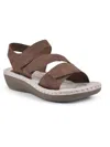 CLIFFS BY WHITE MOUNTAIN CALIBRE WOMENS FAUX LEATHER OPEN TOE FLAT SANDALS