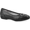 Cliffs By White Mountain Calming Buckle Strap Flat In Black Burnished Smooth