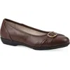 Cliffs By White Mountain Calming Buckle Strap Flat In Brown Burnished Smooth