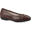 Cliffs By White Mountain Calming Buckle Strap Flat In Brown Burnished Smooth
