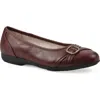 Cliffs By White Mountain Calming Buckle Strap Flat In Burgundy Burnished Smooth