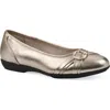 Cliffs By White Mountain Calming Buckle Strap Flat In Light Gold Metallic Smooth