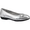 Cliffs By White Mountain Calming Buckle Strap Flat In Silver Metallic Smooth