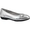 Cliffs By White Mountain Calming Buckle Strap Flat In Silver Metallic Smooth