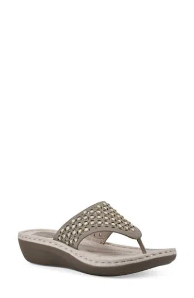Cliffs By White Mountain Camila Womens Embellished Man Made Wedge Sandals In Taupe Nubuck