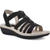 Cliffs By White Mountain Camryn Strappy Wedge Sandal In Black/nubuck