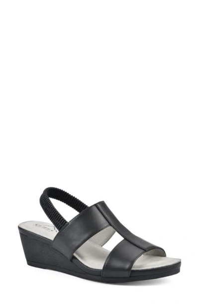 Cliffs By White Mountain Candea Slingback Wedge Sandal In Black/ Burnished/ Smooth