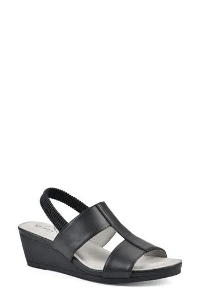 Cliffs By White Mountain Candea Slingback Wedge Sandal In Black Burnished Smooth