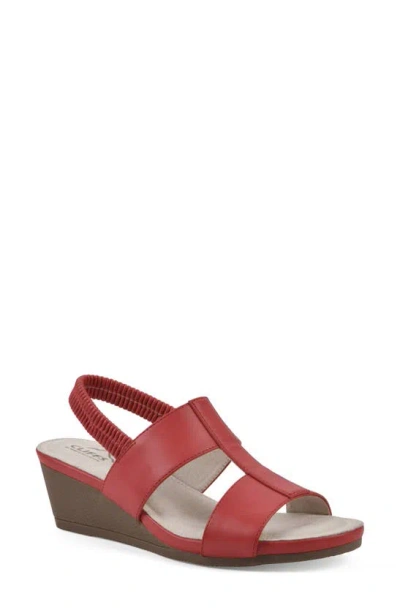 Cliffs By White Mountain Candea Slingback Wedge Sandal In Red/ Burnished/ Smooth