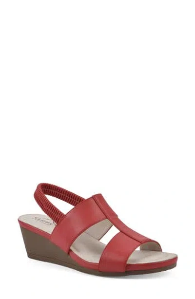 Cliffs By White Mountain Candea Slingback Wedge Sandal In Red Burnished Smooth