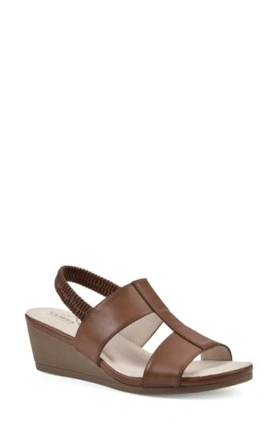 Cliffs By White Mountain Candea Slingback Wedge Sandal In Tan/ Burnished/ Smooth