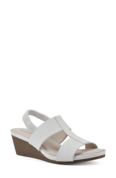 Cliffs By White Mountain Candea Slingback Wedge Sandal In White/ Burnished/ Smooth