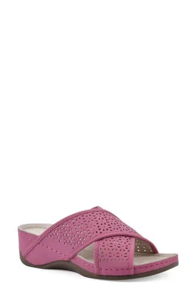 Cliffs By White Mountain Candelle Wedge Sandal In Fuchsia/nubuck