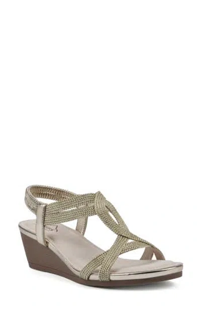 Cliffs By White Mountain Candelle Wedge Sandal In Gold Met Fabric