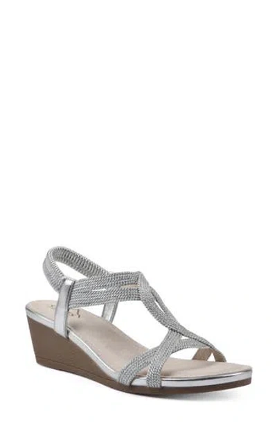 Cliffs By White Mountain Candelle Wedge Sandal In Silver/met/fabric
