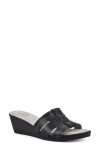 Cliffs By White Mountain Candyce Wedge Sandal In Black Smooth