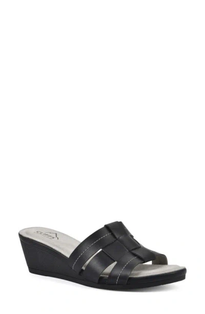 Cliffs By White Mountain Candyce Wedge Sandal In Dark Blue Denim Fabric- Textile