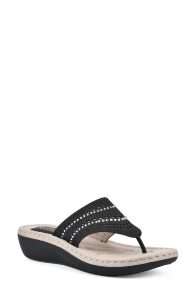 Cliffs By White Mountain Candyce Wedge Sandal In Black/ Nubuck
