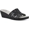 Cliffs By White Mountain Candyce Wedge Sandal In Black/burnished/smooth