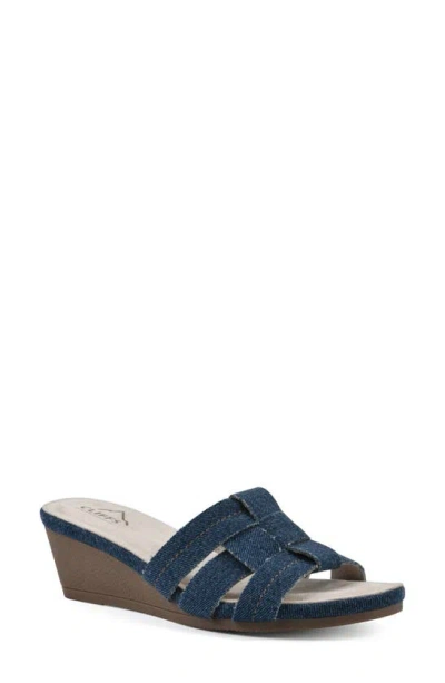 Cliffs By White Mountain Candyce Wedge Sandal In Dk Blue/ Denim/ Fabric