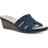 Cliffs By White Mountain Candyce Wedge Sandal In Dk Blue/denim/fabric