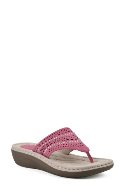 Cliffs By White Mountain Candyce Wedge Sandal In Fuchsia/ Nubuck