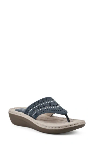 Cliffs By White Mountain Candyce Wedge Sandal In Navy/nubuck