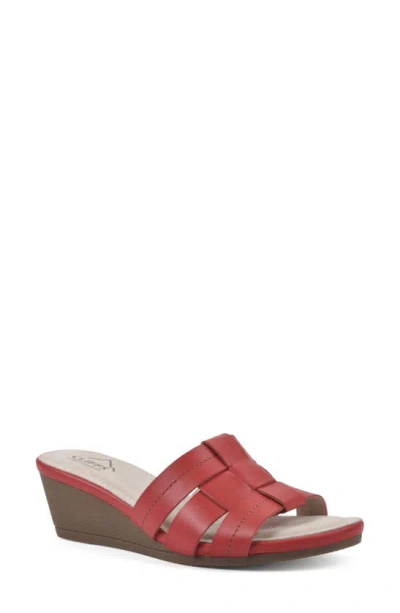 Cliffs By White Mountain Candyce Wedge Sandal In Red Burnished Smooth- Polyurethane