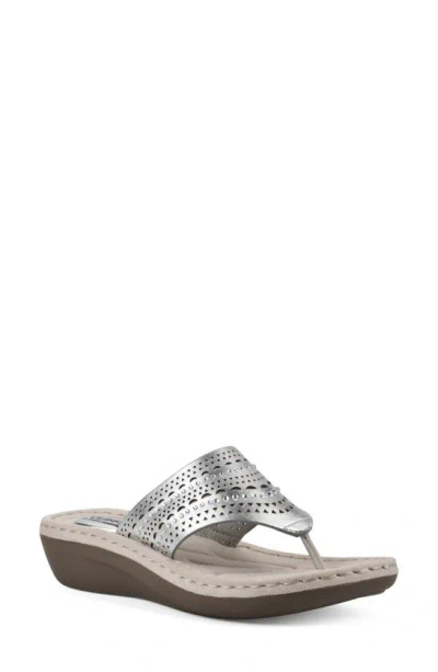 Cliffs By White Mountain Candyce Wedge Sandal In Silver/ Metallic/ Smooth