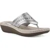 Cliffs By White Mountain Women's Comate Thong Sandal In Silver/metallic/smooth