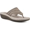 Cliffs By White Mountain Women's Comate Thong Sandal In Stone/fabric