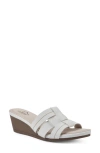 Cliffs By White Mountain Candyce Wedge Sandal In White Burnished Smooth- Polyurethane