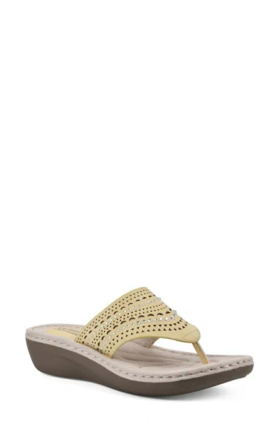 Cliffs By White Mountain Candyce Wedge Sandal In Yellow/ Nubuck