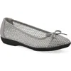 Cliffs By White Mountain Carlicia Rhinestone Mesh Ballet Flat In Silver Fabric