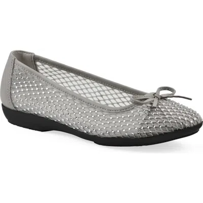 Cliffs By White Mountain Carlicia Rhinestone Mesh Ballet Flat In Silver Fabric