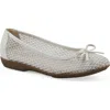 Cliffs By White Mountain Carlicia Rhinestone Mesh Ballet Flat In White Fabric