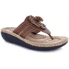 Cliffs By White Mountain Carnation Womens Faux Leather Slide On Thong Sandals In Multi