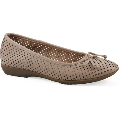 Cliffs By White Mountain Carris Perforated Ballet Flat In Natural/ Smooth