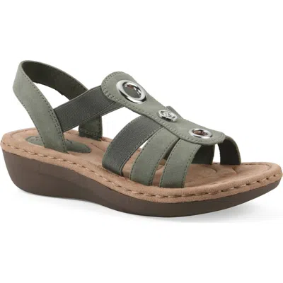 Cliffs By White Mountain Casimir Grommet Stud Wedge Sandal In Green