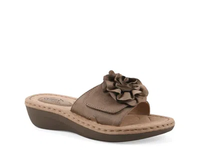 Cliffs By White Mountain Casmyn Floral Mini Wedge Sandal In Gray