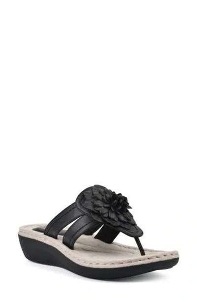 Cliffs By White Mountain Women's Cassia Thong Sandal In Black/smooth