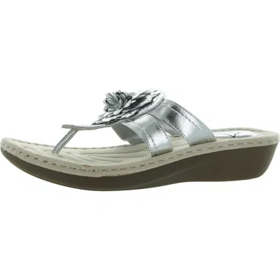 CLIFFS BY WHITE MOUNTAIN CASSIA WOMENS FAUX LEATHER THONG WEDGE SANDALS