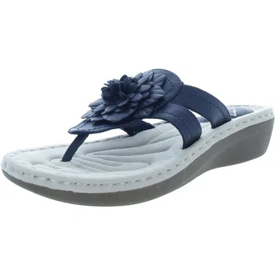Cliffs By White Mountain Cassia Womens Padded Insole Flip-flop Wedge Sandals In Blue
