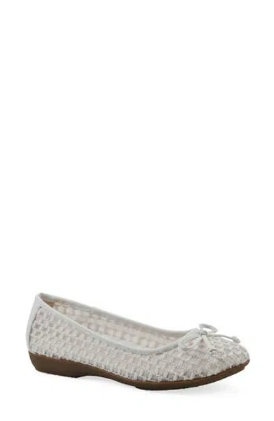 Cliffs By White Mountain Chelcy Mesh Ballet Flat In White Mesh Fabric