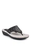 Cliffs By White Mountain Cienna Thong Comfort Sandal In Black/fabric